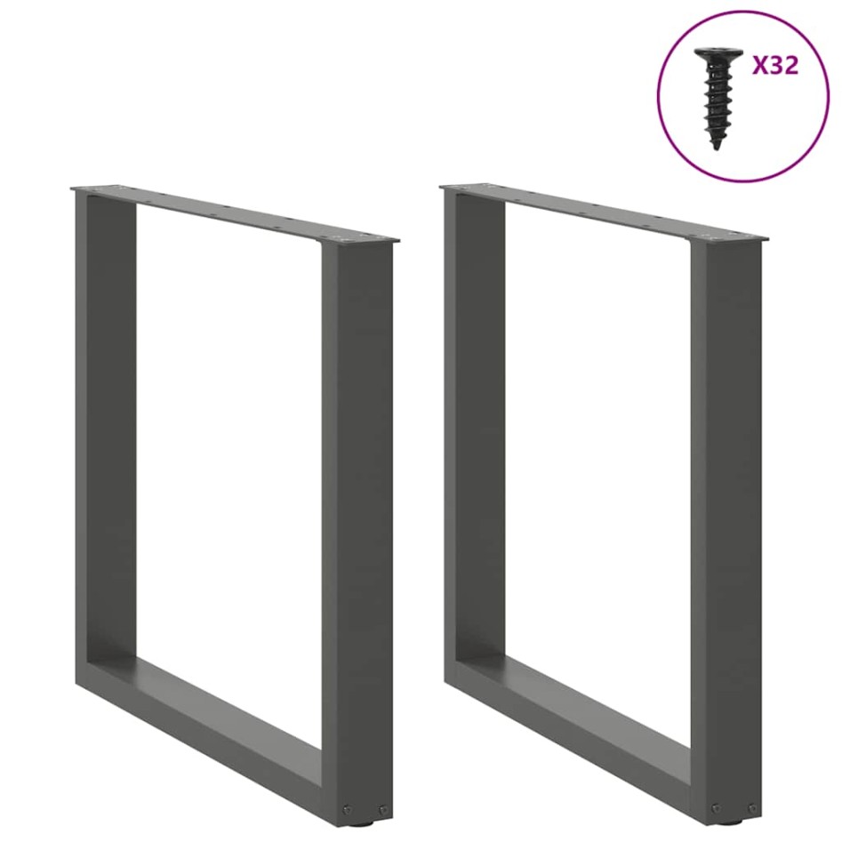 Patas para mesa comedor forma U 2uds antracita 90x(72-73)