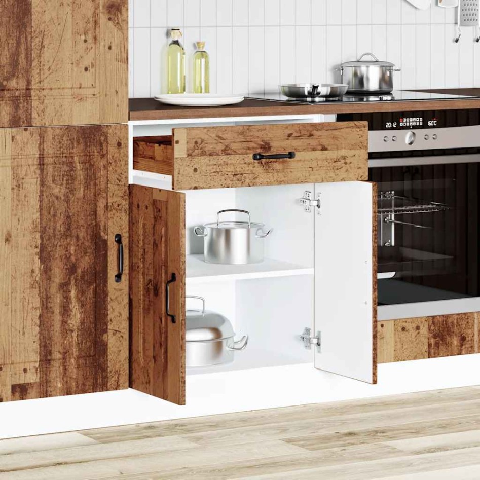 Mueble bajo de cocina Kalmar de madera antigua de