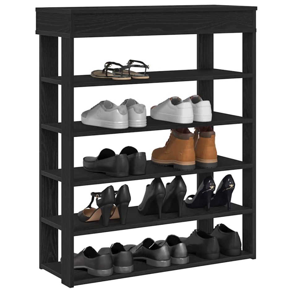 Mueble zapatero de madera de ingeniería negro 80x30x98