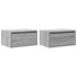 Mesitas de noche de pared con luces LED 2 unidades gris
