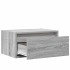 Mesitas de noche de pared con luces LED 2 unidades gris