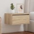 Mesita de noche de pared con luces LED roble