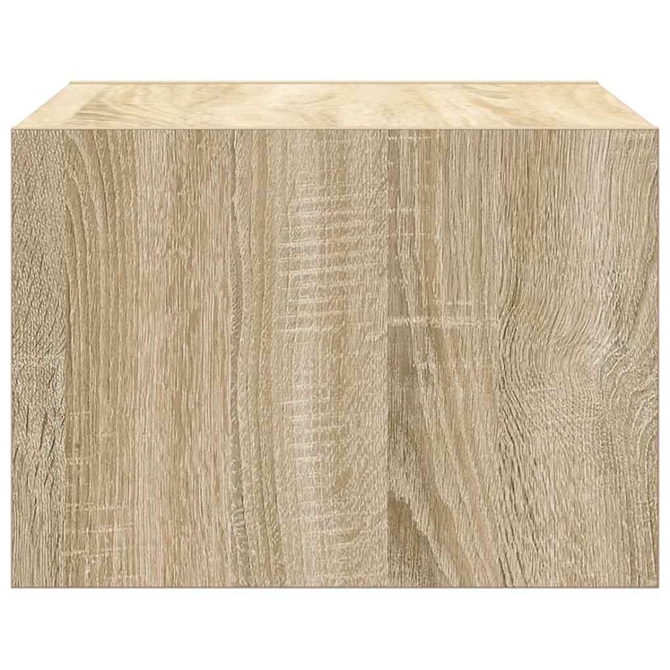 Mesita de noche de pared con luces LED roble