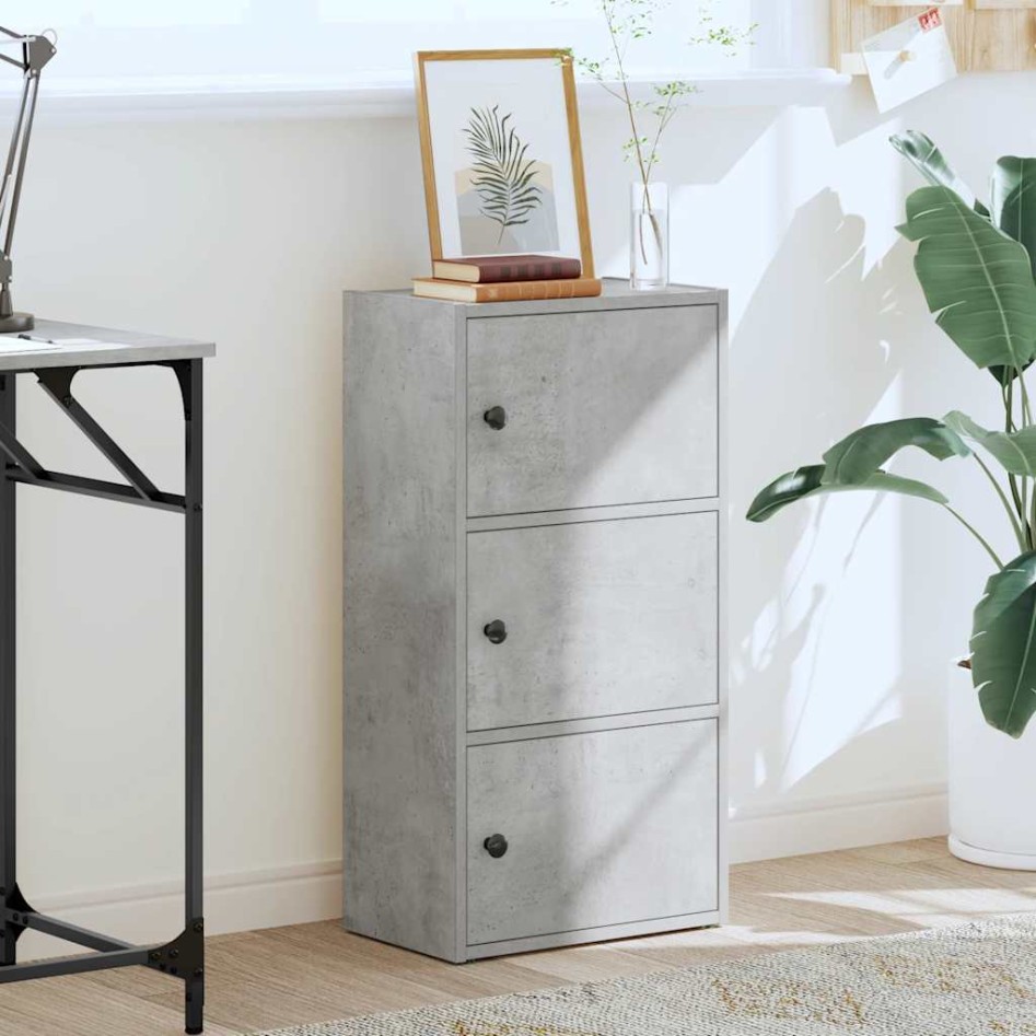 Estantería de madera de ingeniería gris hormigón 40x24x77