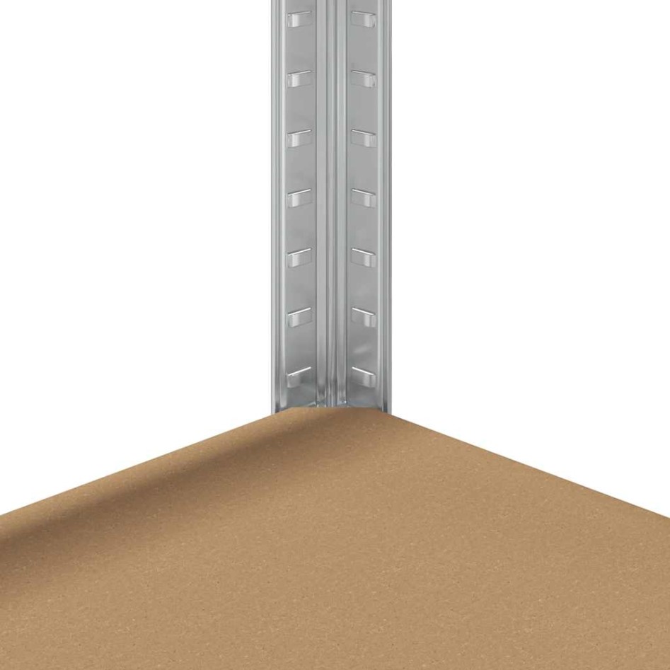 Juego de 2estantes 5niveles acero plateado y madera