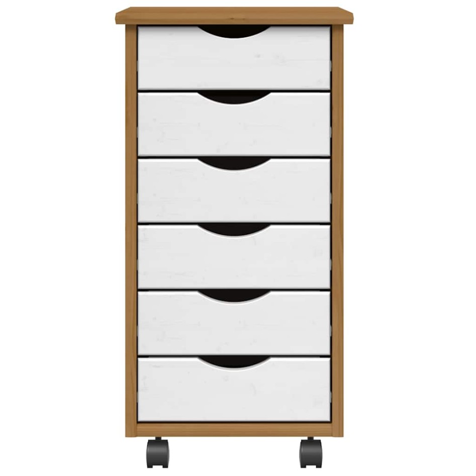 Cajonera con ruedas MOSS madera maciza pino marrón