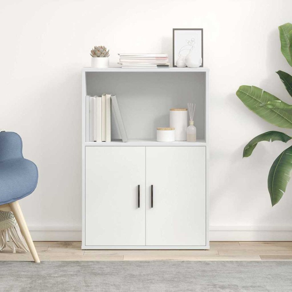 Estantería de madera de ingeniería blanca 60x24x85