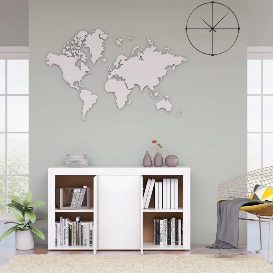 Aparador de madera de ingeniería gris brillante 120x36x69