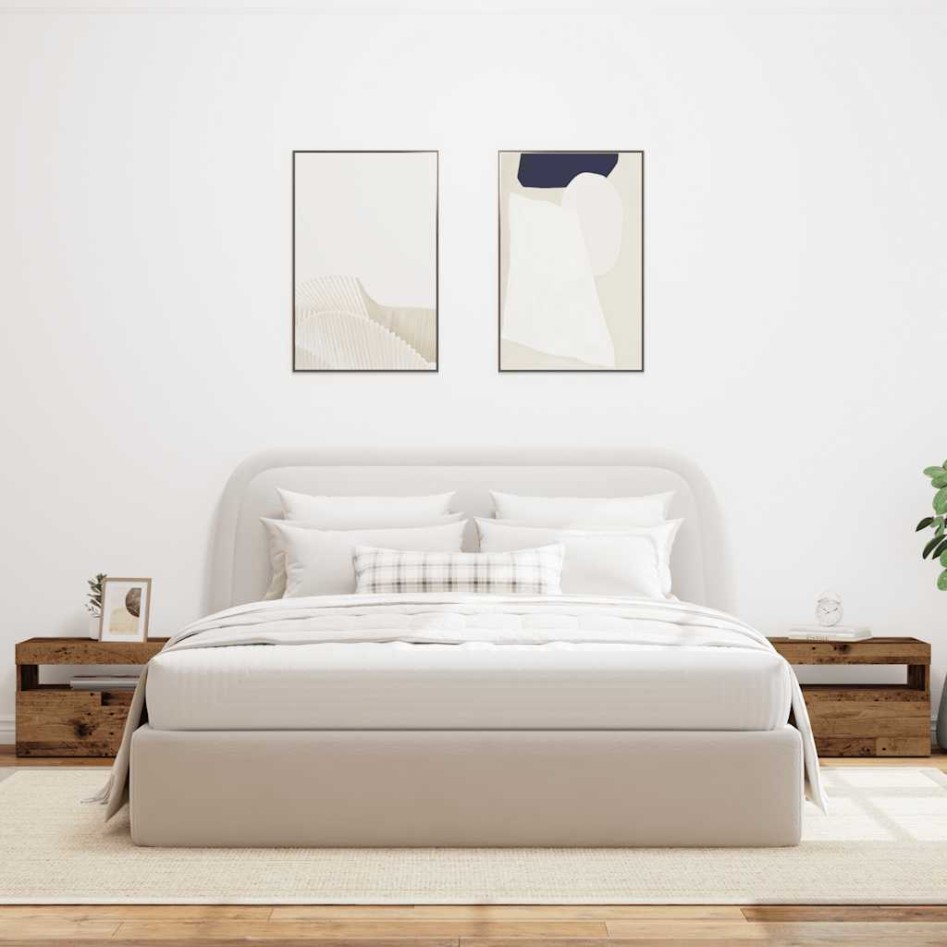 Mesilla de noche con luces LED madera vieja 60x35x40