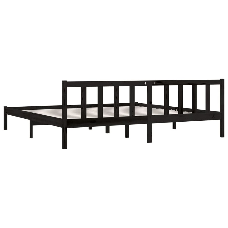Estructura de cama de madera maciza de pino negro 200x200