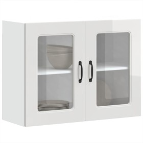 Armario pared cocina puerta cristal Kalmar blanca alto