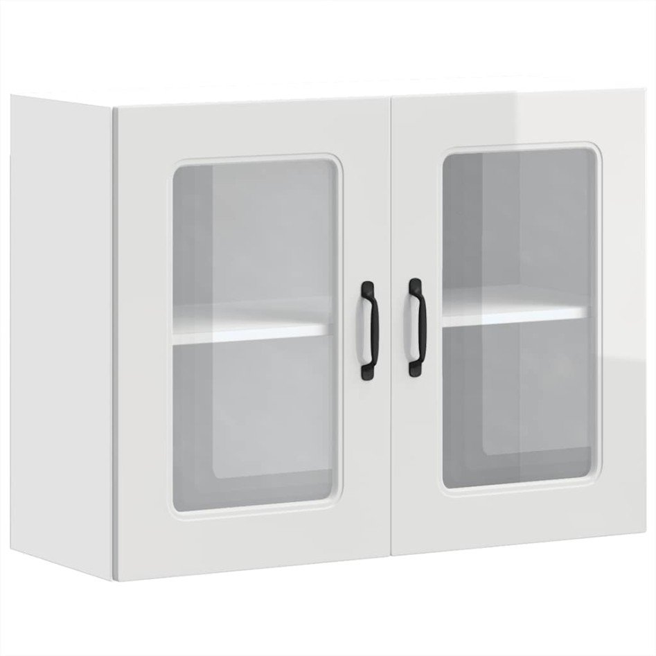 Armario pared cocina puerta cristal Kalmar blanca alto