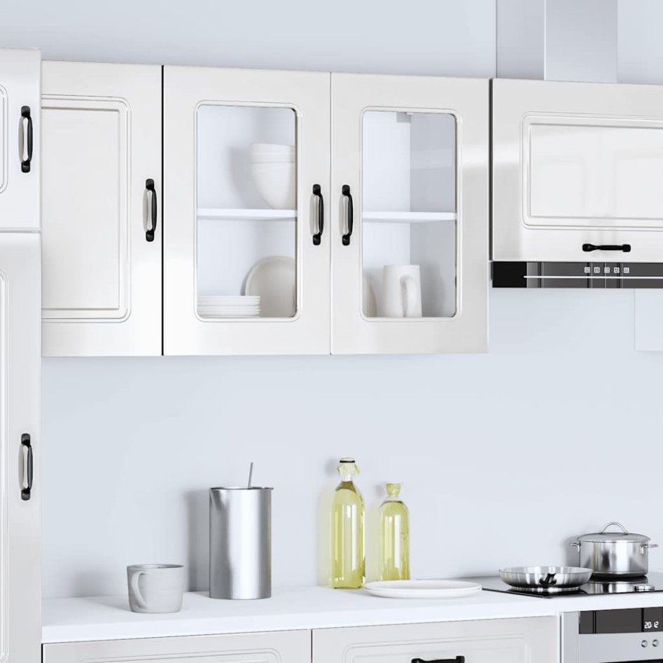 Armario pared cocina puerta cristal Kalmar blanca alto