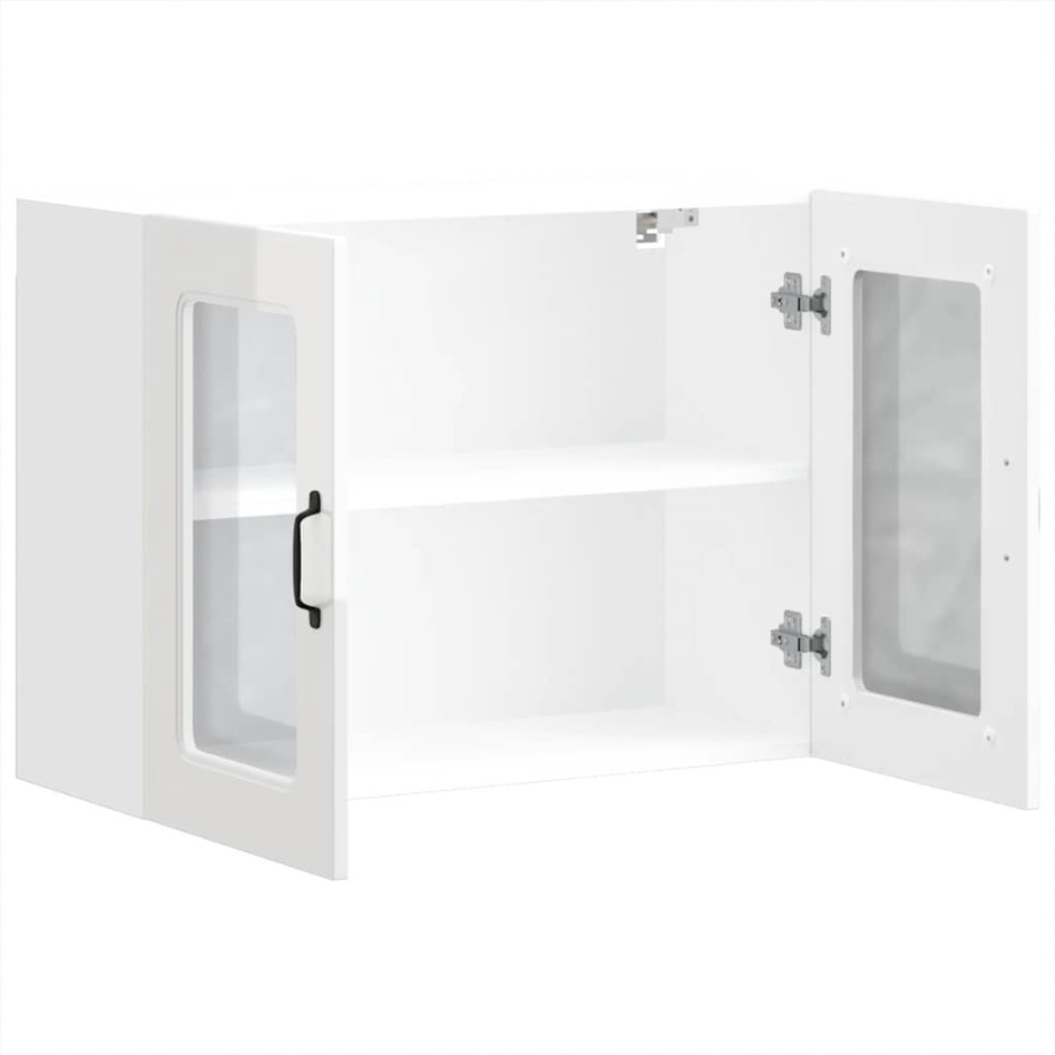 Armario pared cocina puerta cristal Kalmar blanca alto