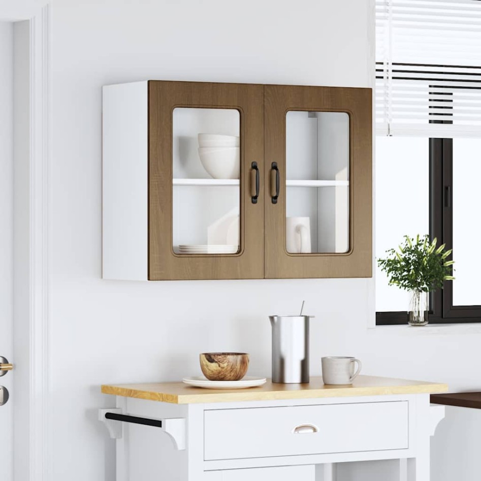 Armario pared cocina puerta de cristal Kalmar roble