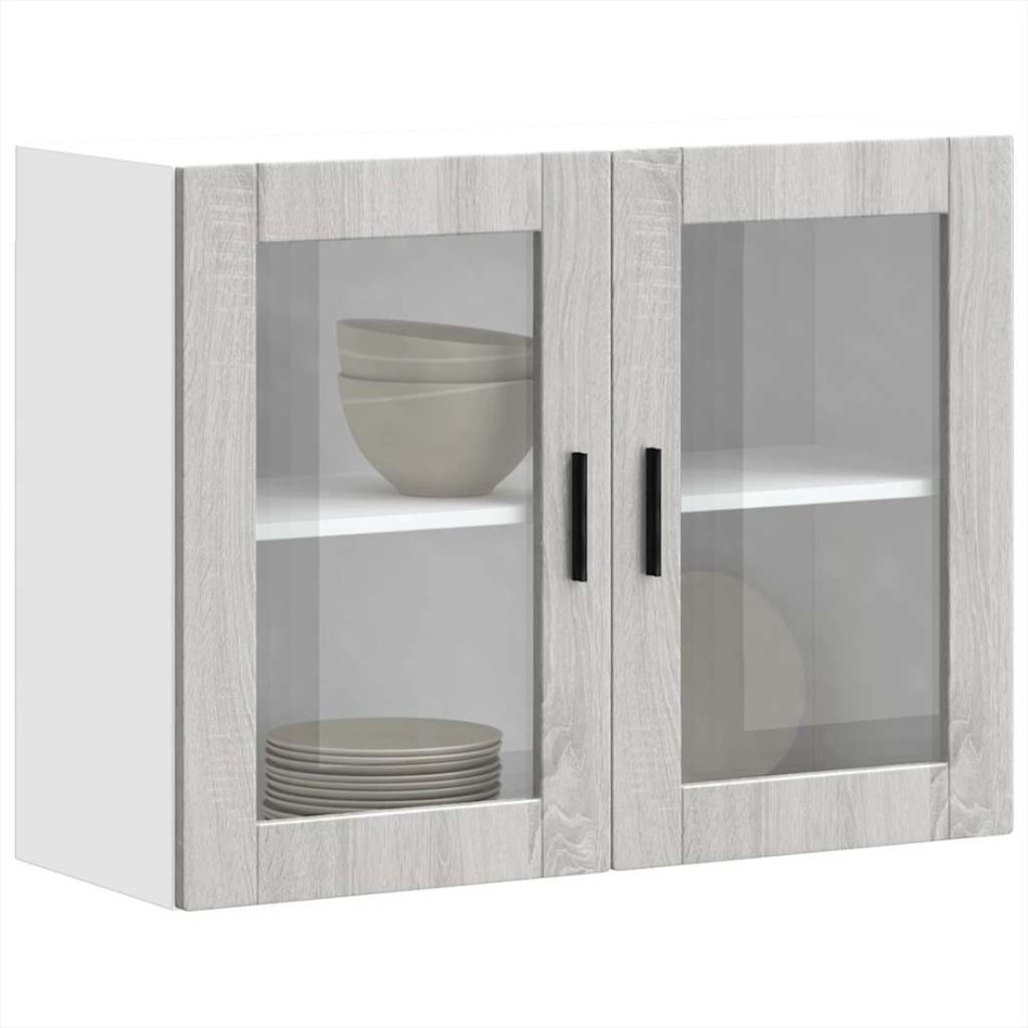 Armario de pared para cocina puerta cristal Porto gris