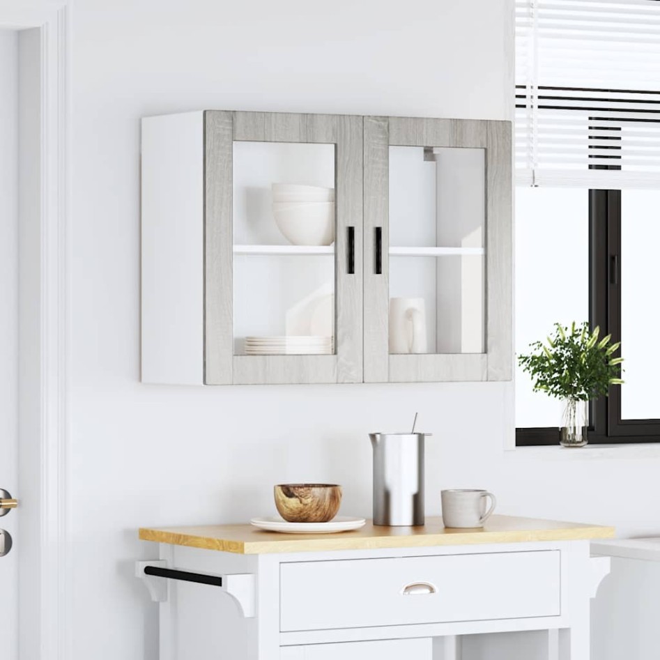 Armario de pared para cocina puerta cristal Porto gris