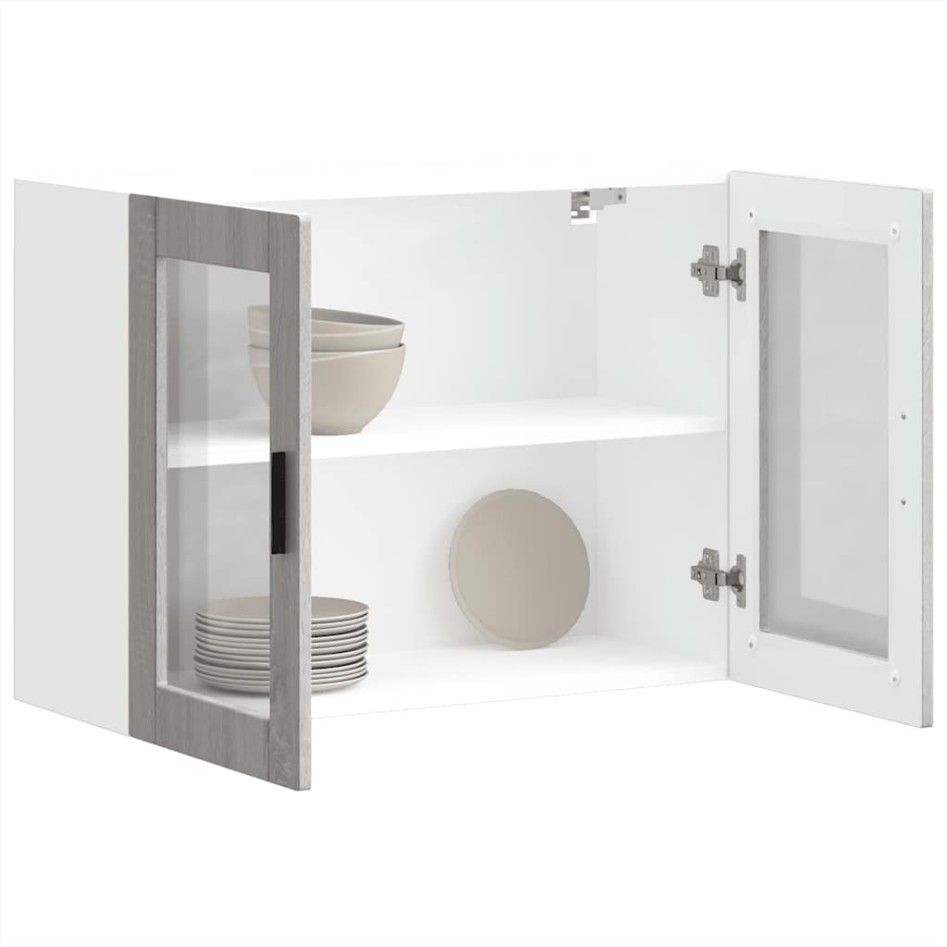 Armario de pared para cocina puerta cristal Porto gris