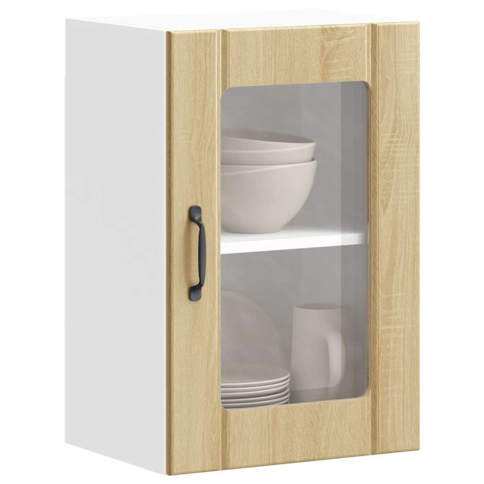 Armario pared cocina puerta de cristal Lucca roble