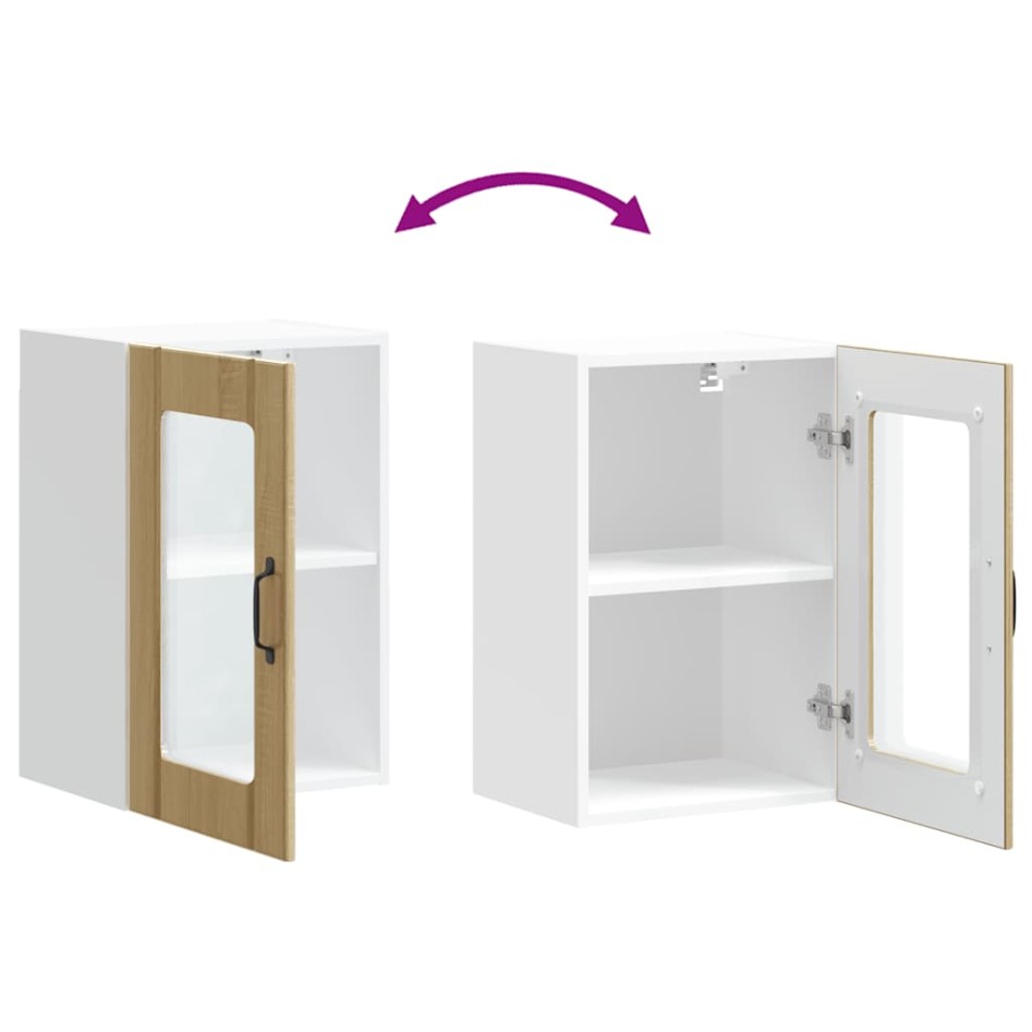 Armario pared cocina puerta de cristal Lucca roble