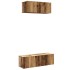 Conjunto de mueble de TV 2 piezas montado la pared madera
