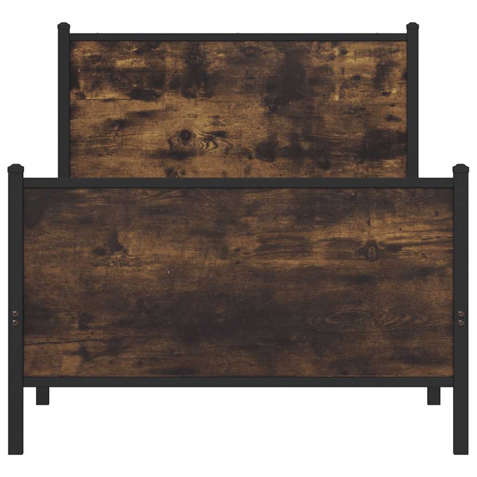 Estructura de cama sin colchón metal roble ahumado 80x200