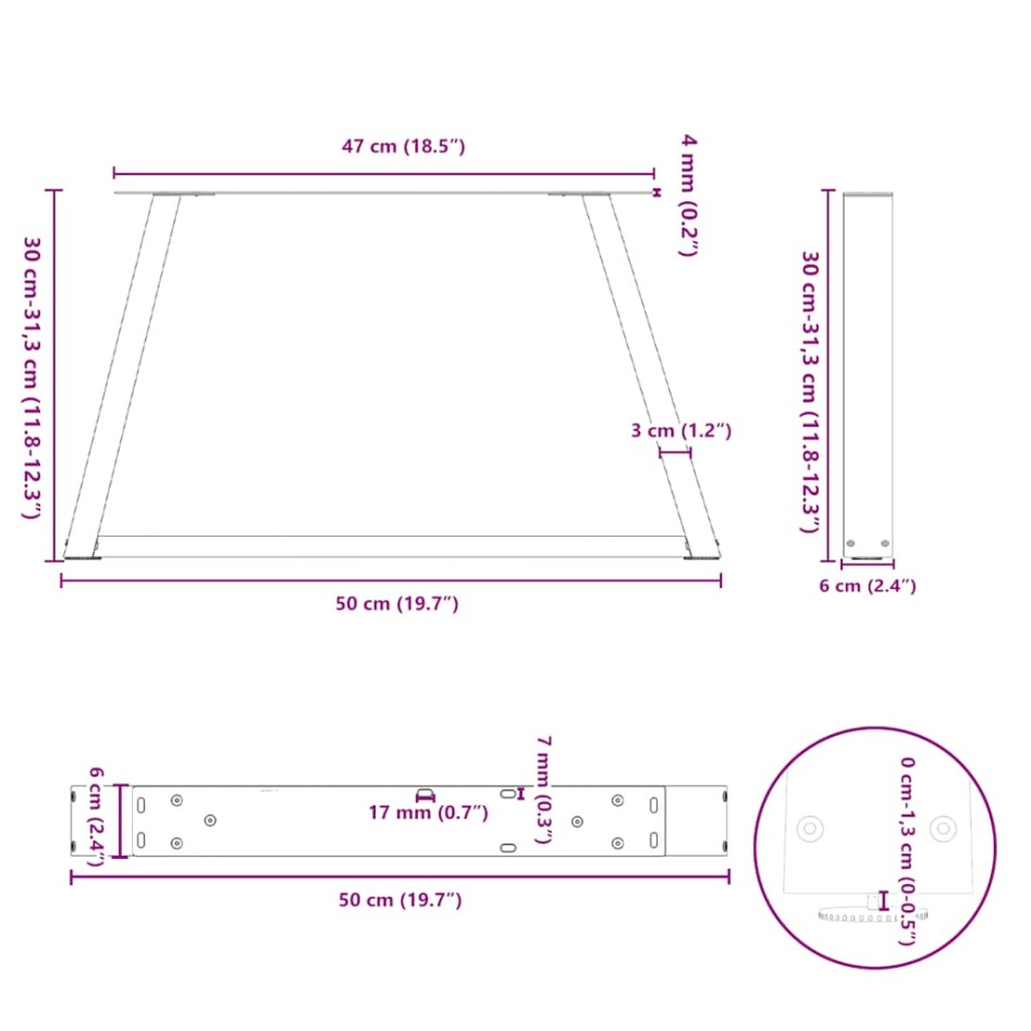 Patas para mesa de comedor en forma de V 2 uds acero