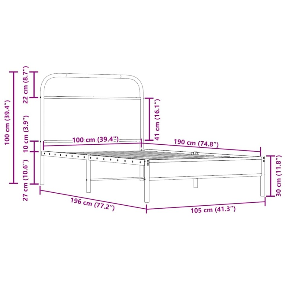 Estructura de cama sin colchón 100x190 cm madera roble