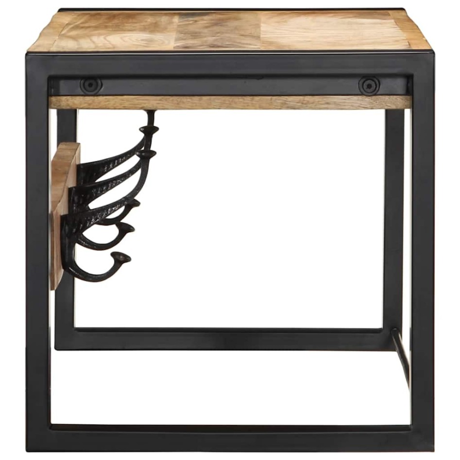 Perchero madera maciza de mango rugosa 80x35x35