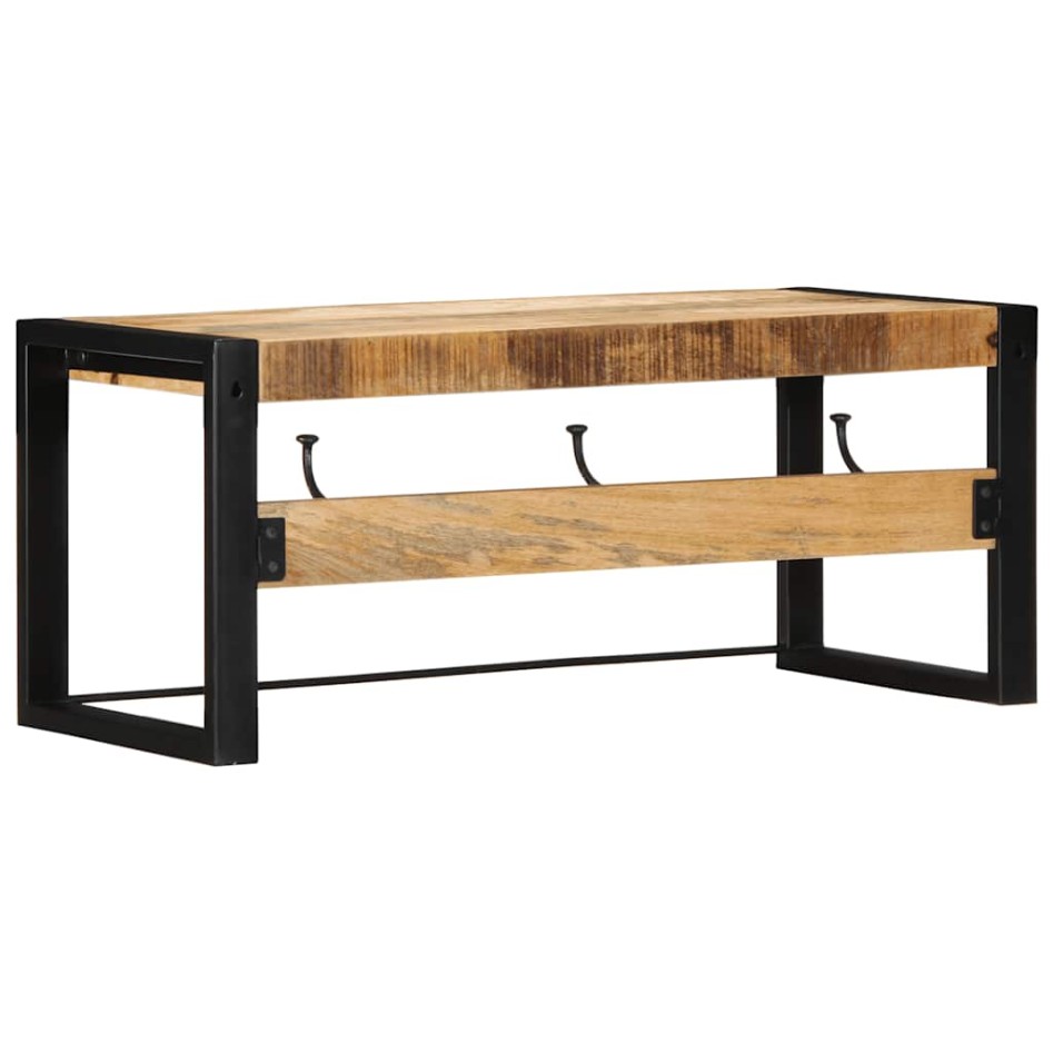 Perchero madera maciza de mango rugosa 80x35x35