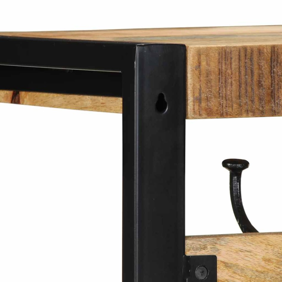 Perchero madera maciza de mango rugosa 80x35x35