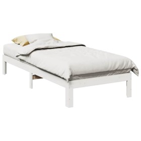 Estructura de cama sin colchón madera de pino blanca 90x200