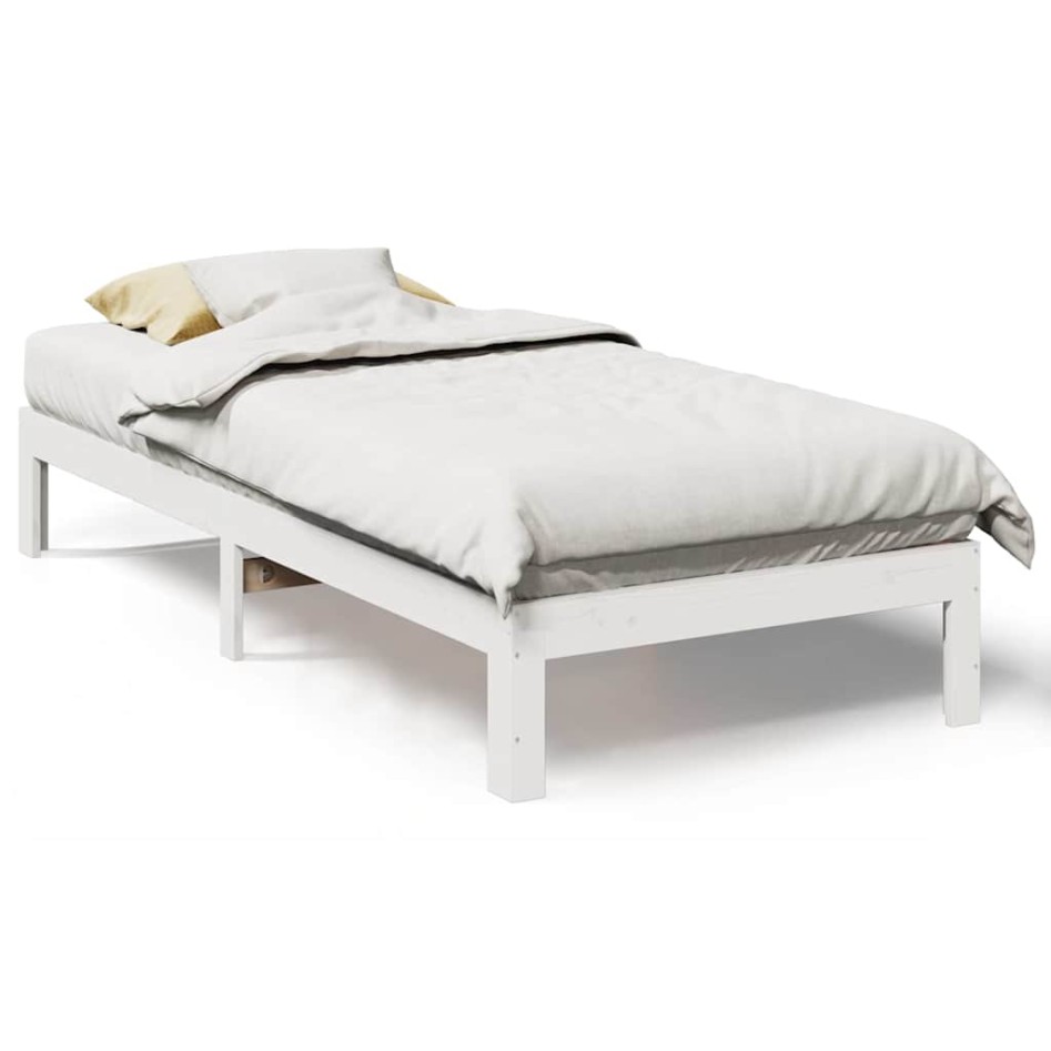 Estructura de cama sin colchón madera de pino blanca 90x200