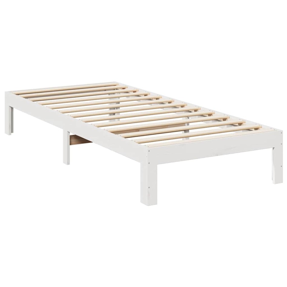 Estructura de cama sin colchón madera de pino blanca 90x200