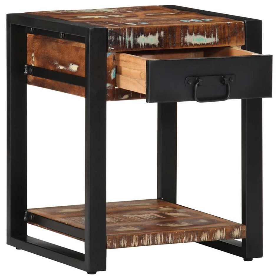 Mesa auxiliar multicolor 40x40x50 cm madera maciza