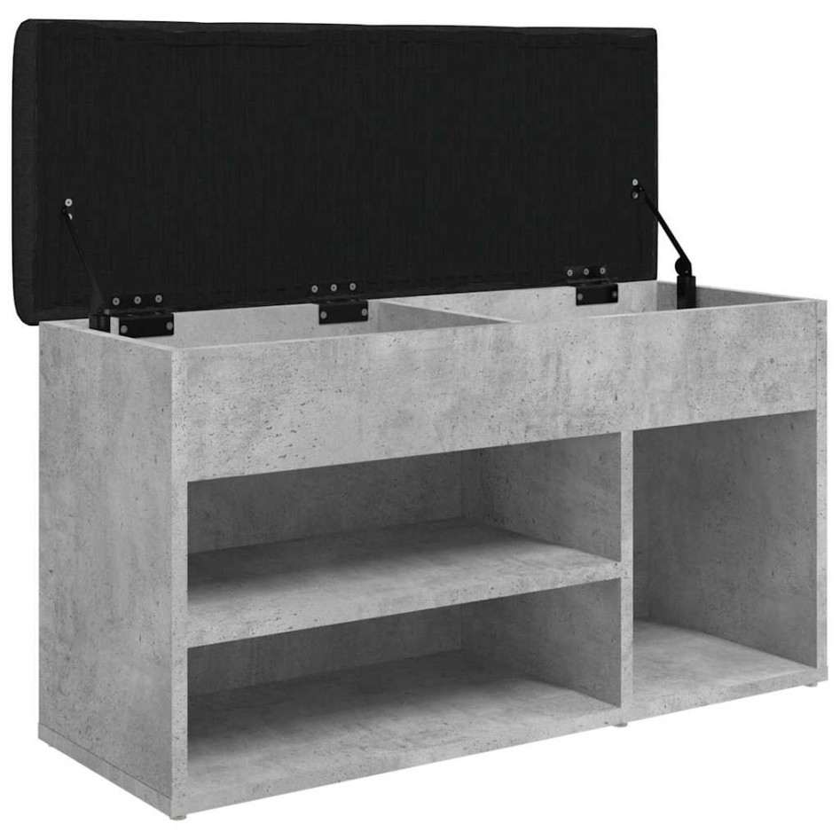 Banco zapatero madera de ingeniería gris hormigón 82x32x45,5