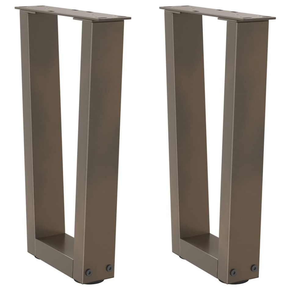 Patas mesa de comedor en forma de V 2 uds acero natural