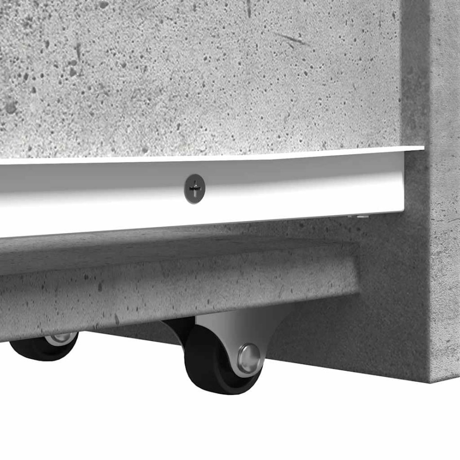 Armario de baño estrecho con ruedas madera gris