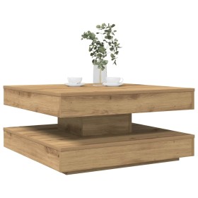 Mesa de centro giratoria 360 grados roble artisan 70x70x34,5