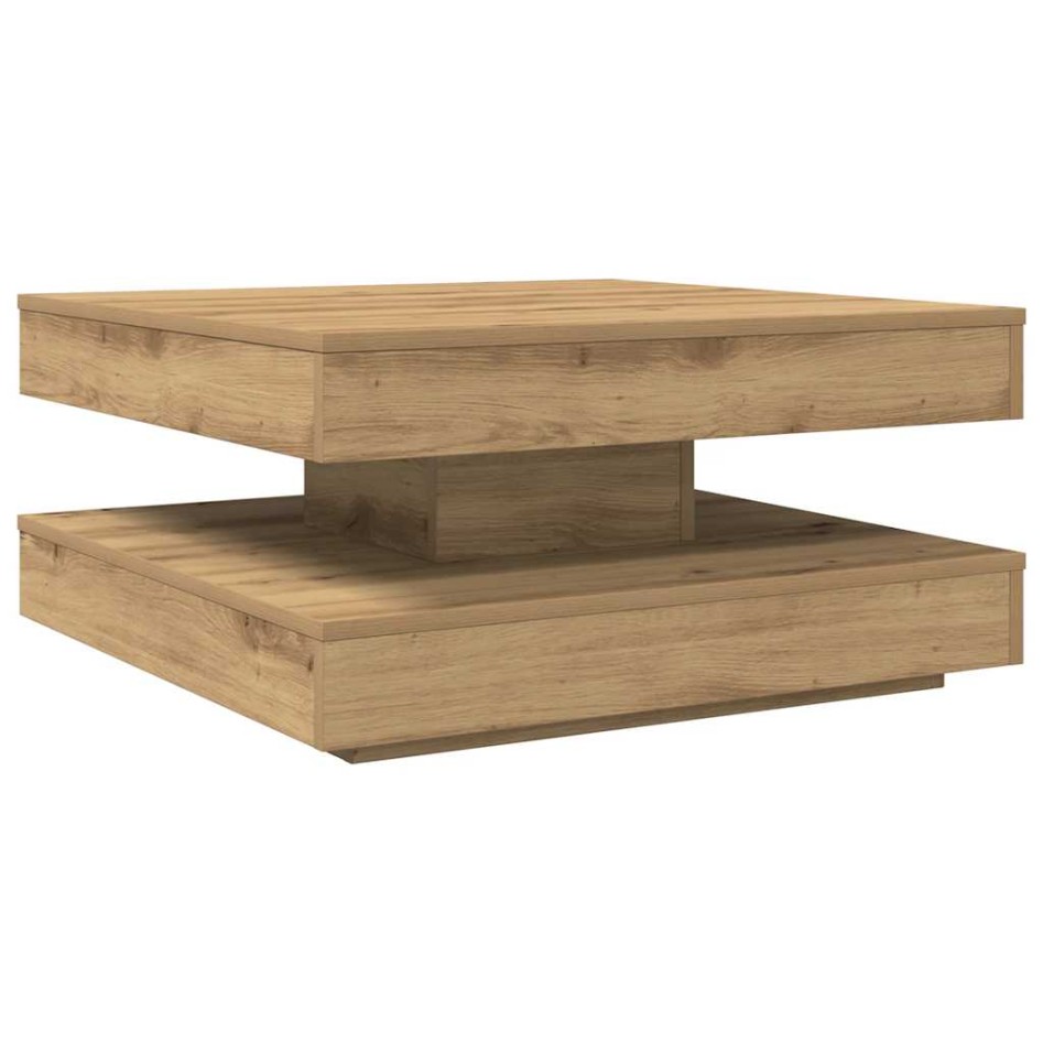 Mesa de centro giratoria 360 grados roble artisan 70x70x34,5