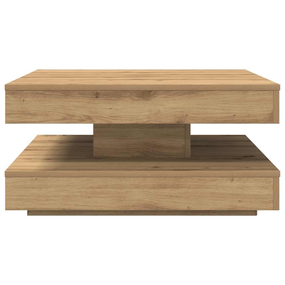 Mesa de centro giratoria 360 grados roble artisan 70x70x34,5