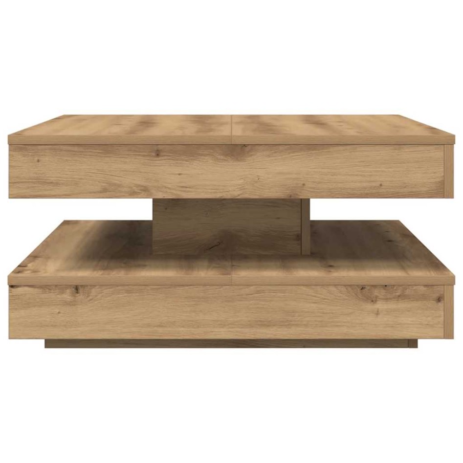 Mesa de centro giratoria 360 grados roble artisan 70x70x34,5