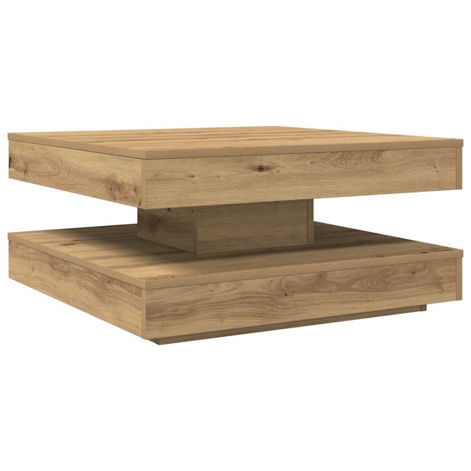 Mesa de centro giratoria 360 grados roble artisan 70x70x34,5
