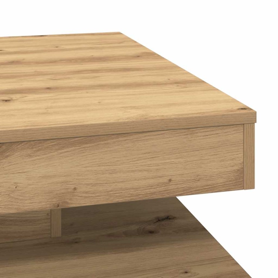 Mesa de centro giratoria 360 grados roble artisan 70x70x34,5