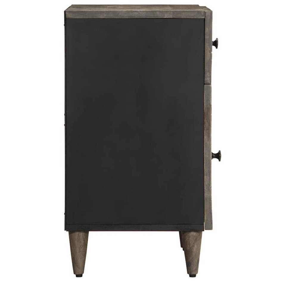 Mesita de noche madera maciza de mango gris claro 50x33x60