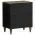 Mesita de noche madera maciza de mango gris claro 50x33x60