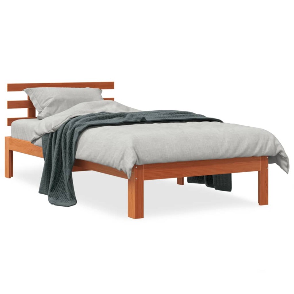 Estructura de cama sin colchón madera de pino marrón 90x200