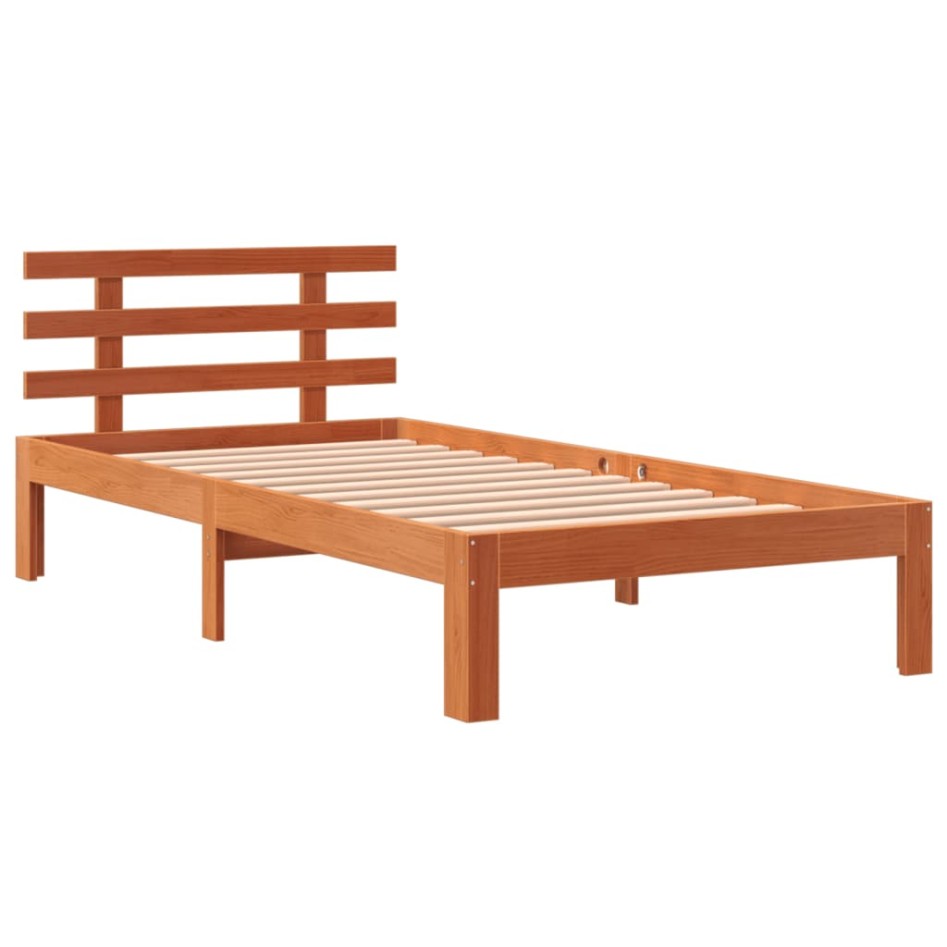 Estructura de cama sin colchón madera de pino marrón 90x200