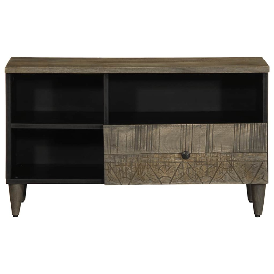 Mueble de TV madera maciza de mango negro 80x33x46
