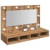 Mueble con espejo y LED roble artesanal 90x31,5x62